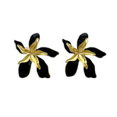 Double Flower Color Block Earrings
